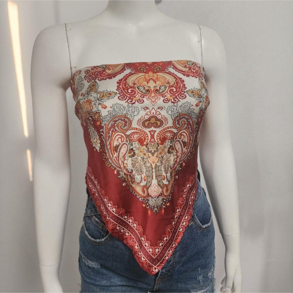 ee:some red paisley bandana tube top S